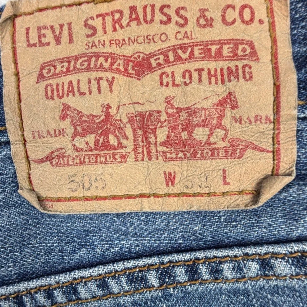 Levis 505 Mens Regular Fit Cutoff Denim Shorts Blue Medium Wash W32 Cut Off